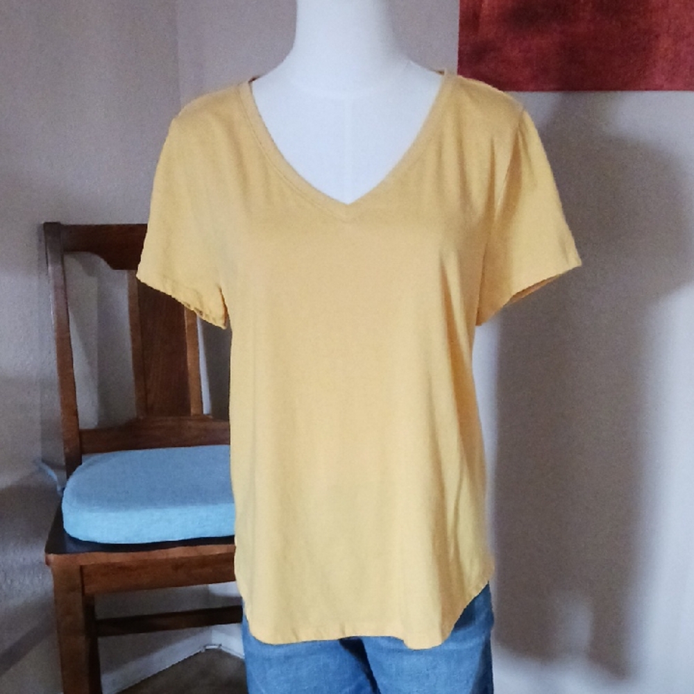 Style & Co. V-Neck Short Sleeve Tee in Yellow
